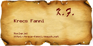 Krecs Fanni névjegykártya